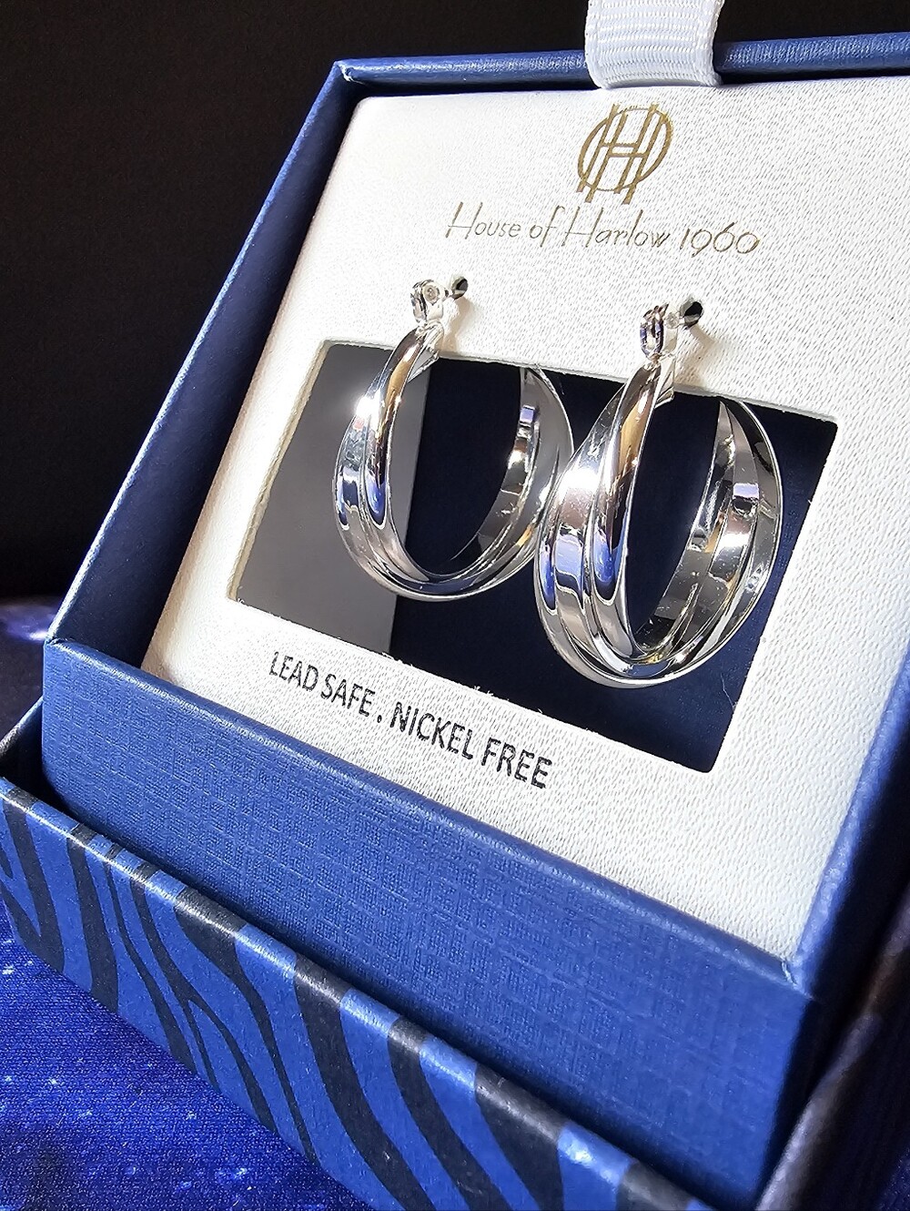 House of Harlow 1960 Shiny Silver-toned Multi-Band Hoop Earrings